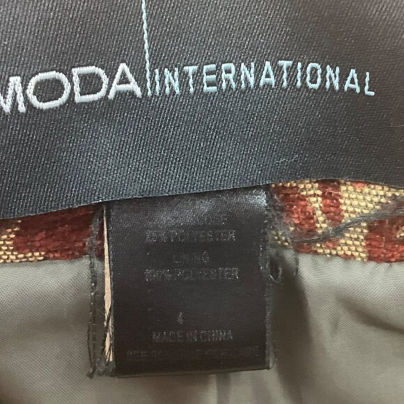 VTG Moda International Y2K Coat Orange Brown Brocade Tapestry Velvet Burnout - Picture 5 of 16